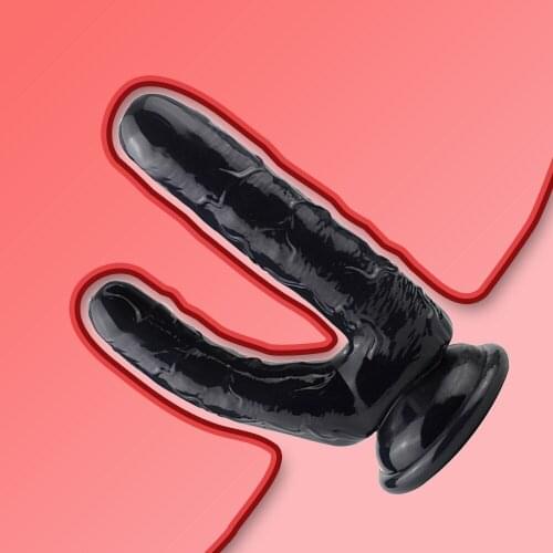 Realistic Double Ended Dildo Sex Toy For Woman Or Couples Dual Sided Headed Penetration Dong Device With Simulated Penile Sucker