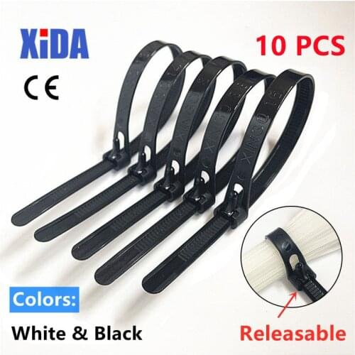 Releasable Nylon Cable Ties May Loose Slipknot Tie Reusable Packaging Plastic Zip Tie Wrap Strap 8*150/200/250/300/350/400/450