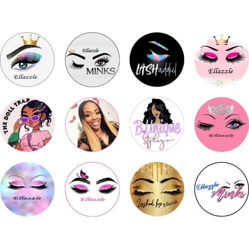 Eyelashes Customized Logo Stickers 25MM Mink Eyelash 30/50/100/150/200Pieces Free Design Private Logo Wholesale Stickers