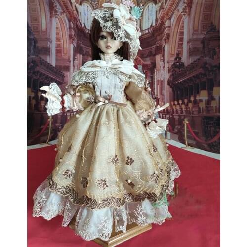 1/4 1/3 Scale BJD Clothes Retro Lace Fairy Dress With Headwear Set For BJD/SD MSD SD13 Big Girl Doll Accessories C1034