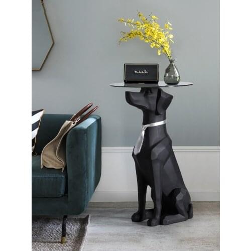 Nordic Decoration Home Big Statue Multifunction Sculpture Dog Glass Coffee Table Room Decor Large Size Sculpture Holiday Gifts