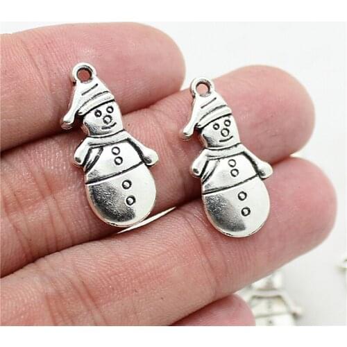 Sweet Bell 60pcs 12*25mm Antique Tone Vintage Snowman Charms Pendants Handmade Jewelry DIY Jewelry Making Craft 0981