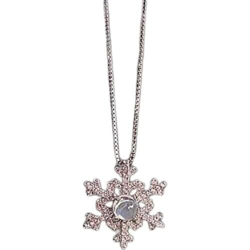 Snowflake Design Rhinestone Inlaid Pendant Necklace Choker Chain Jewelry Gift Pendant Necklace Choker Chain Jewelry Gift 2021