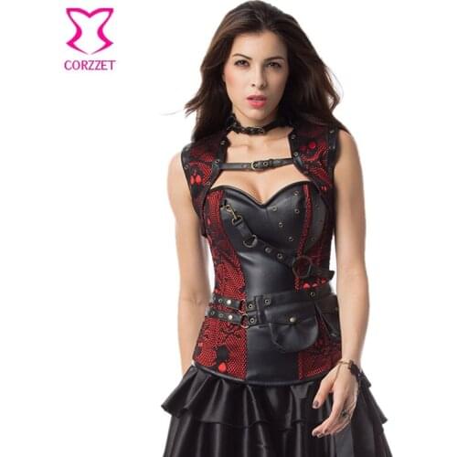 Steampunk Skull Pattern Steel Boned Overbust Corset Gothic Clothing Corselet Plus Size Corsets and Bustiers Burlesque Costumes
