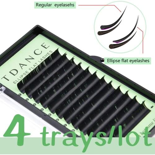 TDANCE 4 trays/lot Flat Ellipse Eyelash Extension Faux Mink False Eyelashes Lashes Matte Supplies Individual Split Tips