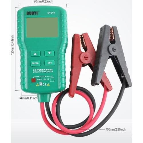 DUOYI DY219 12V Car Battery Tester Digital Automotive AH CCA Voltage Battery Load Analyzer Multifunction Diagnostic Tool Mini