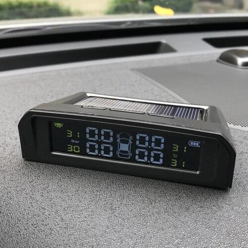 USB+Solar Car Digital TPMS Tire Pressure Monitoring 4 External Sensors New