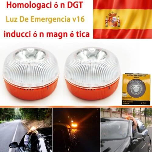 V16 Emergency Light Homologated DGT Approved Spain Traffic Safty Light Rechargeable Magnetic Switch Strobe Signal Lamp
