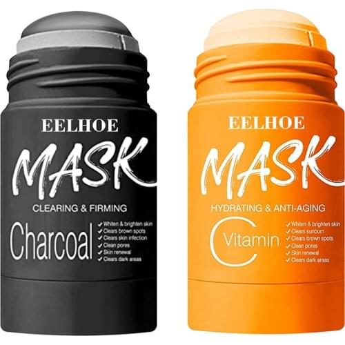 Vitamin C/Bamboo Charcoal Clay Stick Mask Oil Control Deep Cleaning Face Moisturizer for All Skin Types