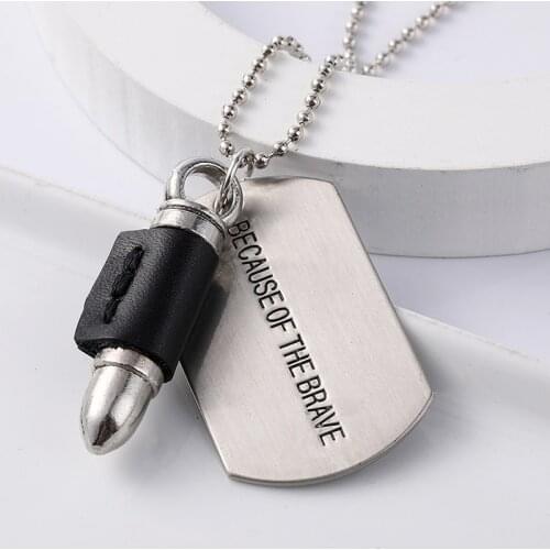 High Quality Fashion Men Military Army Bullet Charm Dog Tags SINGLE EMBOSSED Chain Pendant Necklace Jewelry Gift
