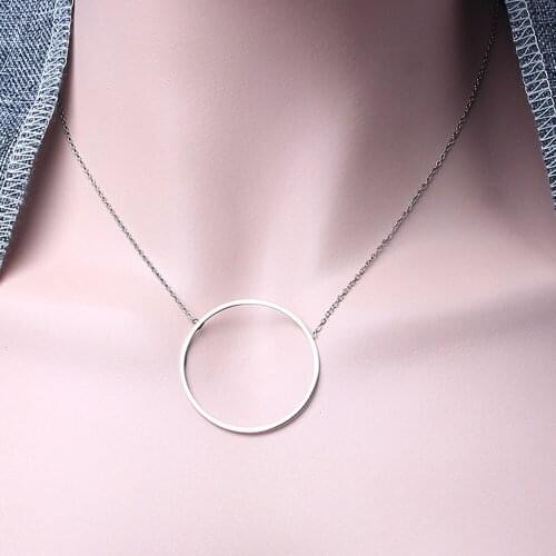 Minimalism Stainless Steel Chain Choker Circle Best Friends Pendant Necklaces Women Accessories Chocker Necklace Kpop