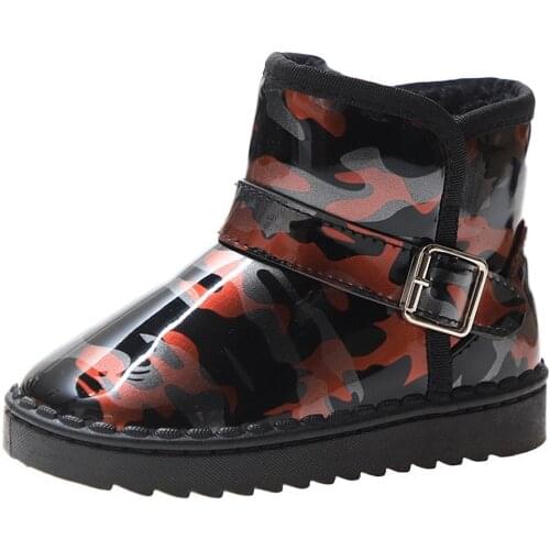 Toddle Girls Shoes 2020 Winter Plush Warm Waterproof Childrens Snow Boots Camouflage Kids Cotton Shoes Non Slip Cotton Boots