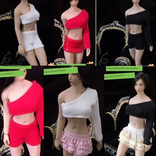 1/12 Female Clothes Short Skirt/Pants & Strapless Top Short Shirt Suits Fit For 6" Action Figure Body