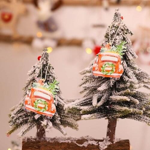 12pcs Wooden Painted Colorful Car Christmas Tree Pendant Ornaments Xmas New Year New 2020