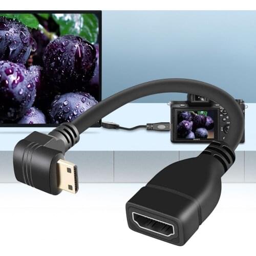 20cm 90-Degree Right Angle Type PVC HDMI-compatible Extension Cable Male to Female Adapter Cord for TV