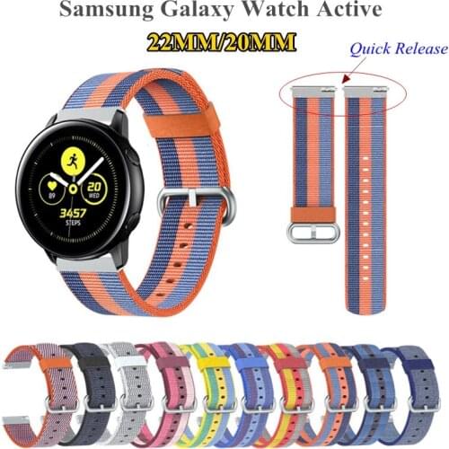 22mm 20mm Outdoor Nylon Woven Quick Release Sport Band for Samsung Galaxy Watch Active Replacement for Huawei Watch GT Bracelet