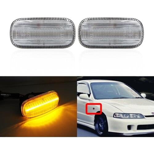 2x Clear Lens Front Amber Led Side Marker Lights For Honda Integra DC5 Type R Models 2002-2006