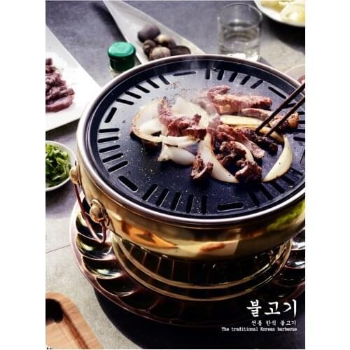 32cm South Korean barbecue oven field charcoal pure copper thickening outdoor home BBQ grilled meat stove furnace roast meat