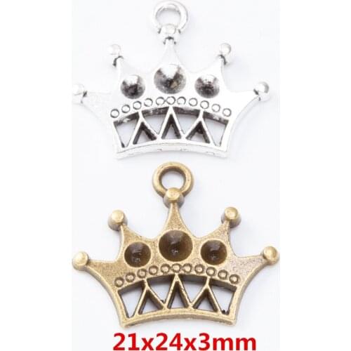 35 pieces of retro metal zinc alloy Crown pendant for DIY handmade jewelry necklace making 7346B
