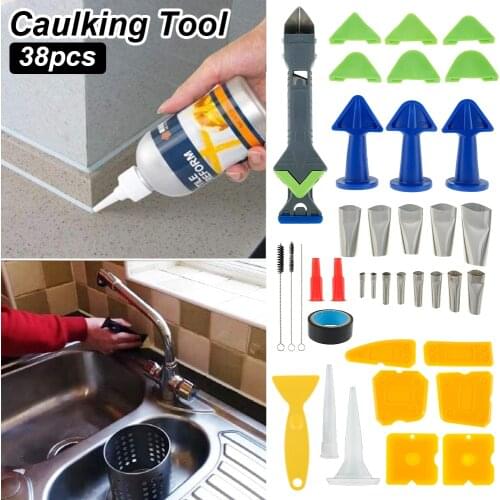 38pcs set 5 in1 Silicone Remover Sealant Smooth Scraper Caulk Finisher Grout Kit Tools Floor Mould Removal Hand Tools Set