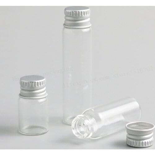 500 X 2ml 4ml 6ml Clear Mini Glass Bottle Packed Small vials Sample Vial with Aluminium Cap Small Transparent Glass Bottles