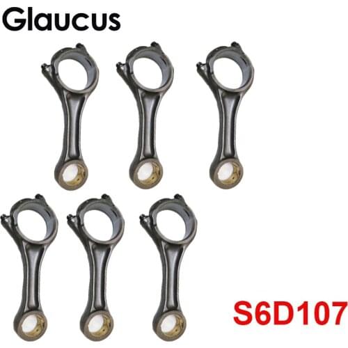 6pcs 6D107 S6D107 engine connecting rod conrod con rod for KOMTASU PC240LC-8 PC200 PC200-8 PC240-8 Excavator with bolt