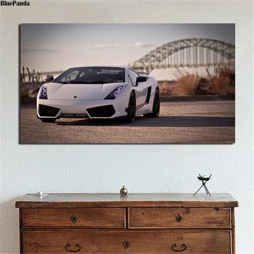 White Sports Car Wall Art Abstract Nordic Posters Prints Landscape Painting Wall Pictures For Office Living Room Home Decor