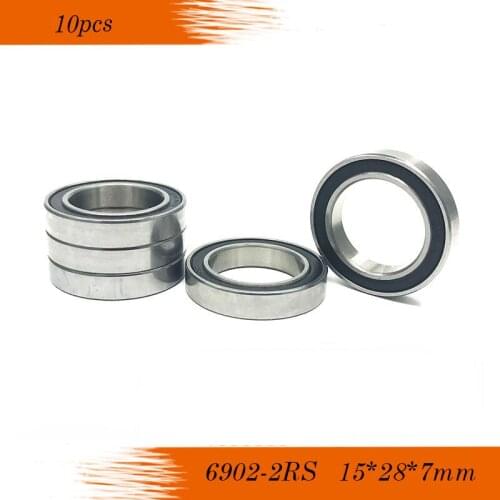 Free shipping 10PCS 6902-2RS 15x28x7MM Metric Thin Section Bearings 61902RS 6902 RS bike hub part