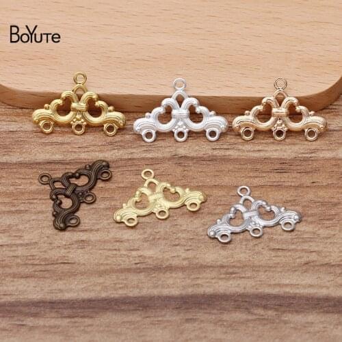 BoYuTe (100 Pieces/Lot) 17*25MM Metal Filigree Flower Connector Charms Diy Hand Made Accessories for Earrings Jewelry Making