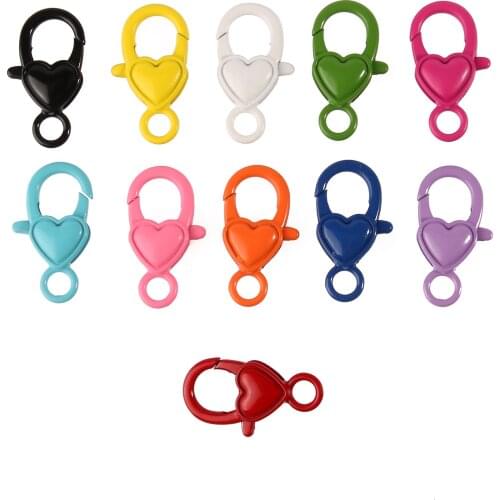 Heart Shape Multicolor Metal Lobster Clasp Split Key Ring Swivel Lobster Clasp Connector for Bag Belt Dog Mask Chains 10pcs