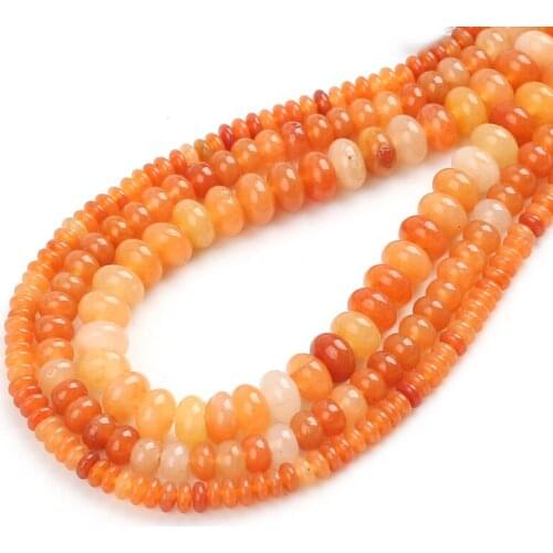 Orange Red Agates Natural Round Beads Rondelle Loose Spacer Beads For Jewelry Making Bracelet Charms Accessories 15"4/6/8mm