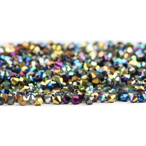 HGKLBB Bicone Austrian crystals beads 4mm 100pcs plating color Loose glass beads for Jewelry Making Bracelet DIY accessories