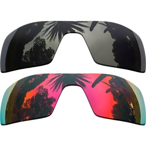 Black+Midnight Sun Mirrored Coating) 2-Pieces Polarized Replacement Lenses for Oil Rig Frame 100% UVA & UVB Protection