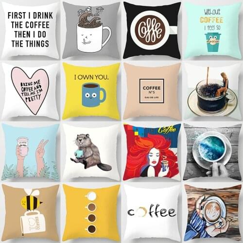 Coffee Shop Decoration Throw Pillow Case Funny Coffee Frist Geek Cushion Covers for Home Sofa Chair Decorative Pillowcases