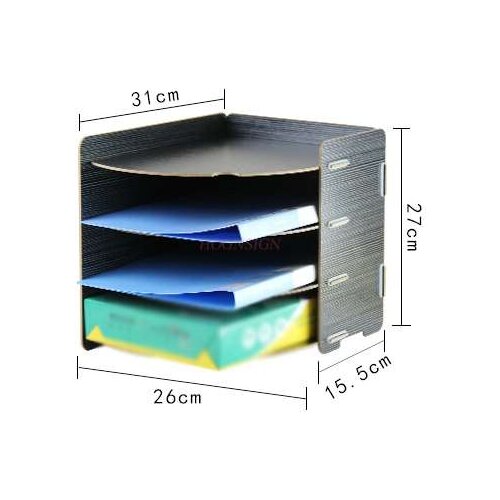 Wooden desktop book storage office document column frame frame A4 paper 4-layer information rack