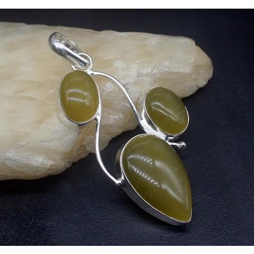 Gemstonefactory Jewelry Big Promotion 925 Silver Special Hot Fashion Green Agate Women Ladies Gifts Necklace Pendant 0858