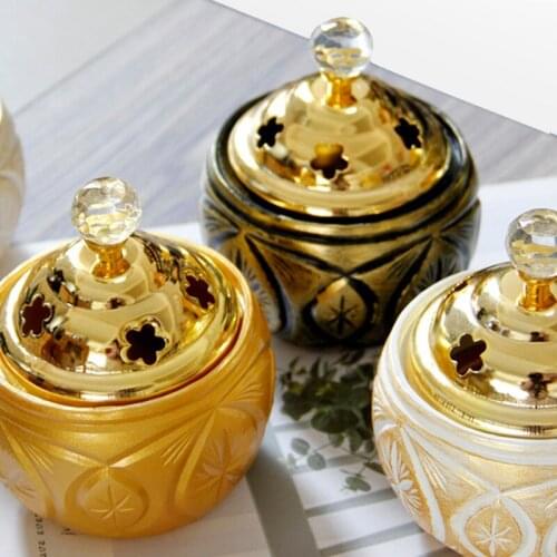 Golden Resin Incense Burner Middle East Style Sandalwood Censer Vaper Home Decor Yoga Religious Articles Living Room Bedroom