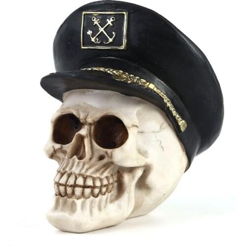 American Police Model Human Skull Resin Skeleton Storage Hook Wall Mount Desk Ornament Statue For Home Party Halloween Decor