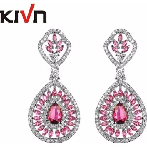KIVN Fashion Jewelry Luxury Drop Dangle CZ Cubic Zirconia Womens Girls Wedding Bridal Earrings Birthday Gifts 6pcs Lot wholesale