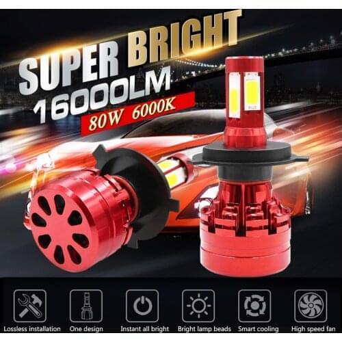 Kit 2 LEDs COB 80W H7 H4 H8 H11 9005 9006 H10 9012 Ampoules LED CanBus Anti Erreur 6000K White 12V 24V Blanc 16000 lumens ventil