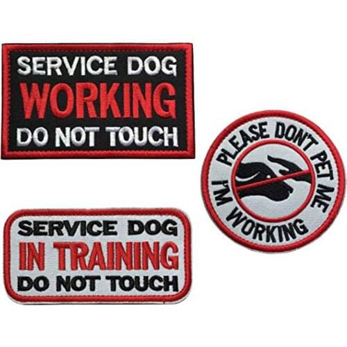 Bundle 3 Pieces Service Dog Working Do Not Touch Military Tactical Morale Badge Hook & Loop Fastener Patch