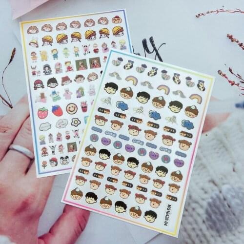Japanese Style Fashion New Arrive 3d DIY Nail Stickers Back Glue Adhesive Fingernail Decals Lovely Boys& Girls Nail Art Manicure