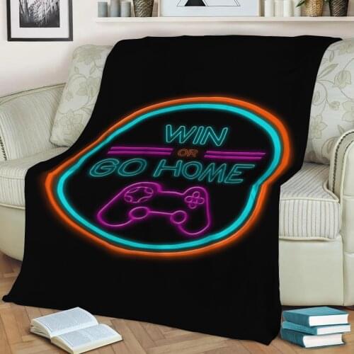 Neon Gamer Gaming Geschenk Throw Blanket Print on Sherpa Blankets Soft for Sofa Customized DIY Plush Thin Quilt