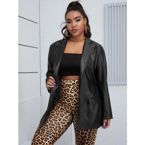 2021 new womens leather jacket fashion clothing winter fashion fashionable pocket front casual loose coat womens suit coat