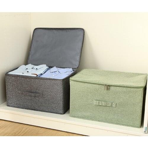 Clothes Quilt Storage Box Underwear Sealed Box Cotton Linen Bedding Storage Organizer Wardrobe Tidy Case Home Blanket Container