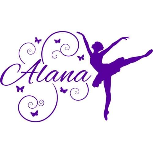 Personalized Ballerina Butterflies Name Monogram Wall Sticker, Girls Bedroom Nursery Vinyl Wall Decal Bedroom Home Decor A912