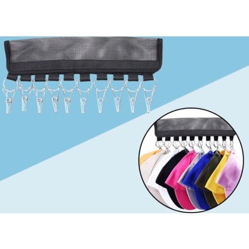Portable cloth clothes hanger hat clip hanging clothes hanger plastic mesh Velcro clip travel clothes hanger folding clothes han