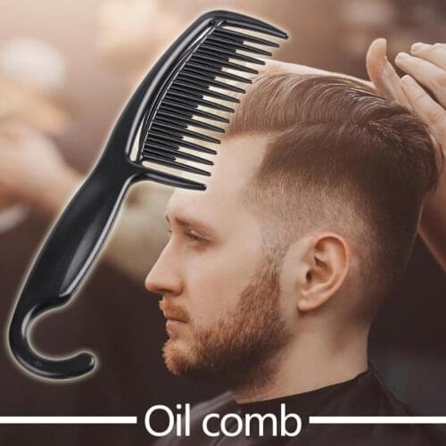 Pro Antistatic Hair Comb Salon Barber Hairdressing Styling Brush with Curved Hook Textured Thumb Handle Antiskid Design