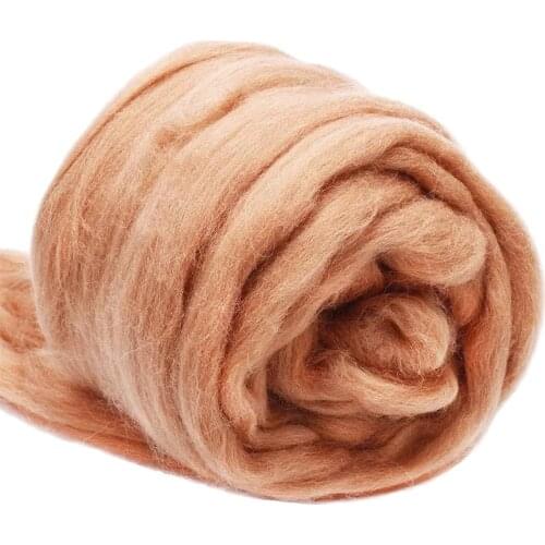 LMDZ 3.53oz Light Coffee Wool Roving Yarn, Wool Felting Supplies,Pure Wool, Chunky Yarn, Spinning Wool Roving for Felting DIY