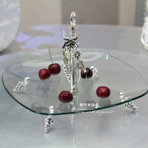 Glass fruit plate ktv bowl fashion glass portable fruit basket